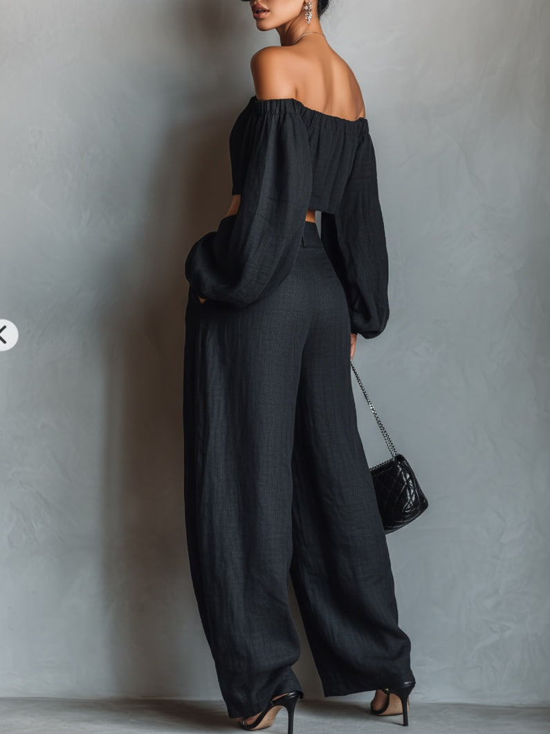 Tessa | Damen Off-Shoulder Set Weite Hose – Schulterfreies Matching Set Sommer 2026