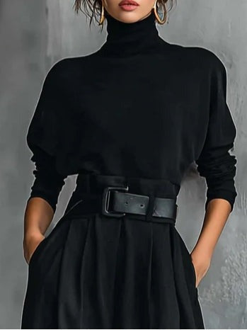 JULIET | SET AUS ROLLKRAGENPULLOVER UND GERADER HOSE