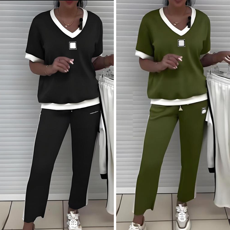 Zweiteiler Set Damen | Colorblock & Eleganter Freizeitlook