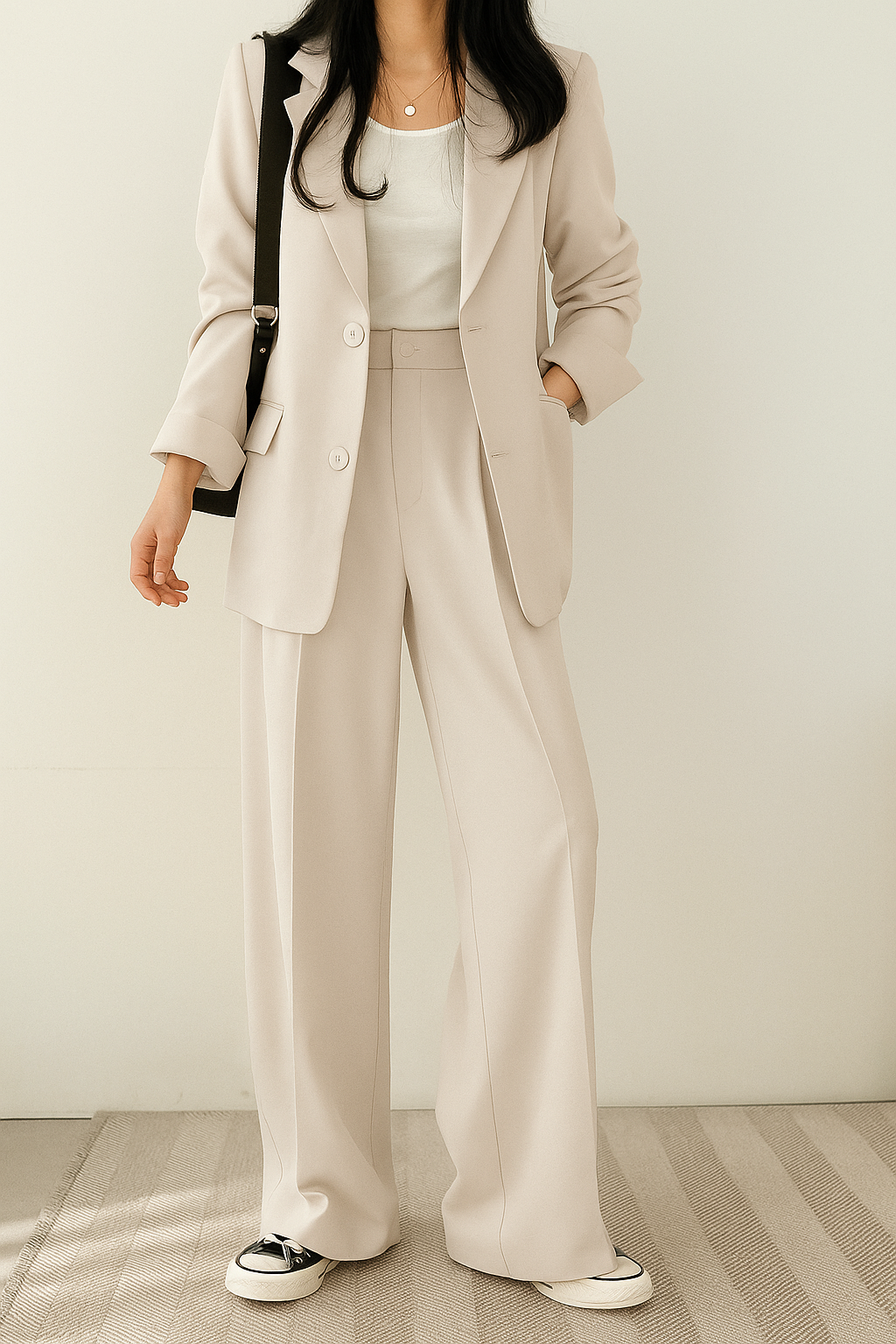 Zweiteiliges Set Damen | Blazer & Wide-Leg-Pants für klare Silhouette