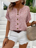 Amira | Luftige Bluse mit Blumenmuster & Holzknopf-Details