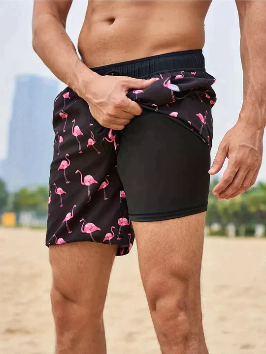 Herren Sportlicher Slim Fit Badehose mit Innenfutter