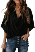 Lena | Damen Chiffon-Bluse Kurzarm Drapierung Twist-Detail