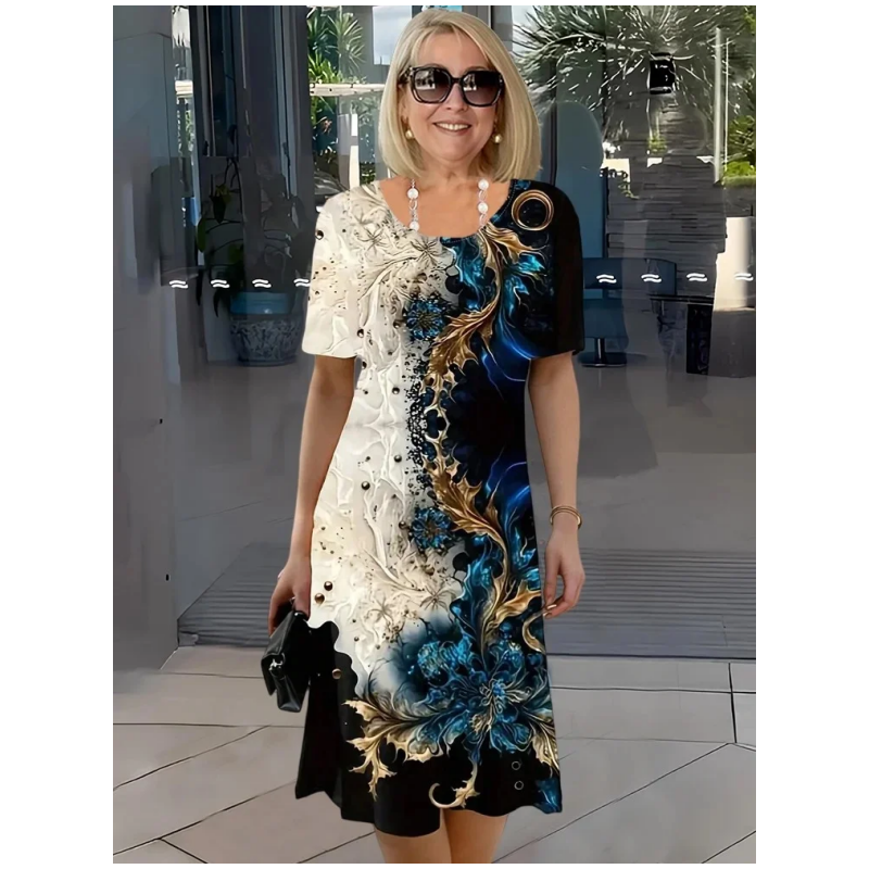 Damen Bedruckt Komfort Sommer Midikleid