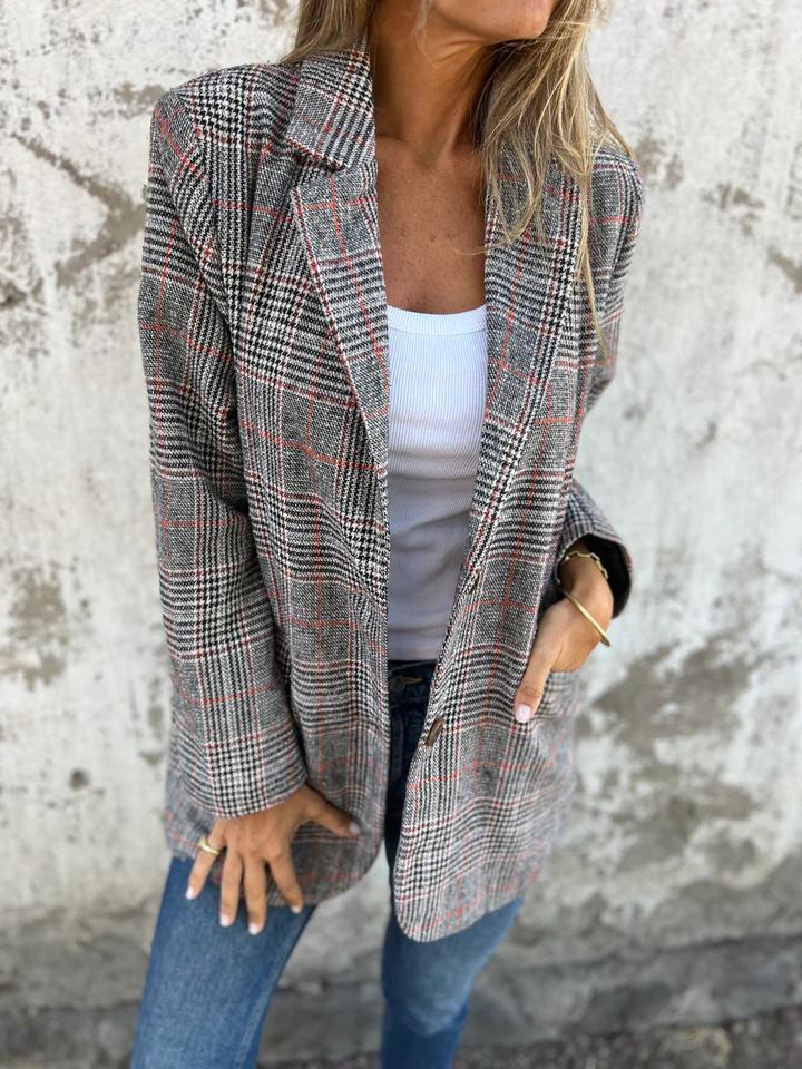 CASUAL / LÄSSIGE KARIERTE JACKE MIT REVERS