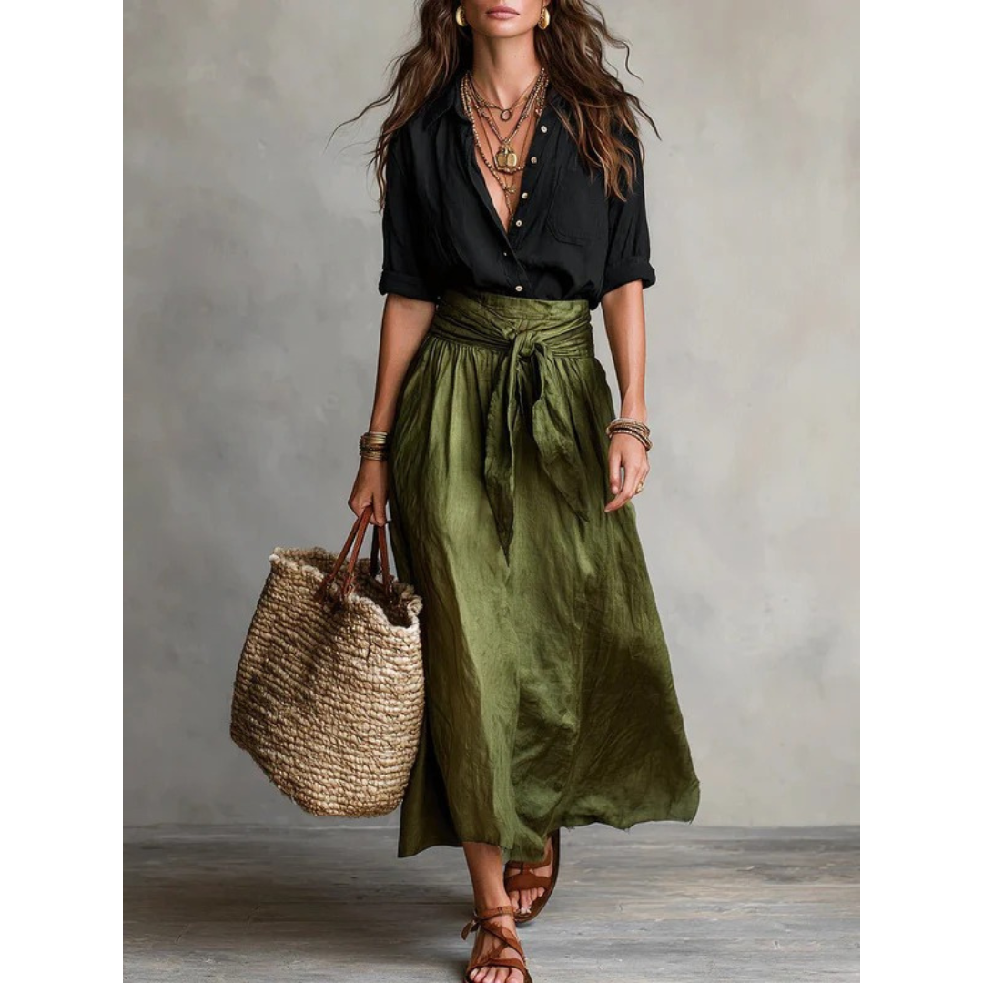 Abeba | Damen Grün Zweiteiler Bequem Sommer Set