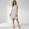 Kurzes Abendkleid in A-Linie mit Neckholder und Tüll im eleganten Stil