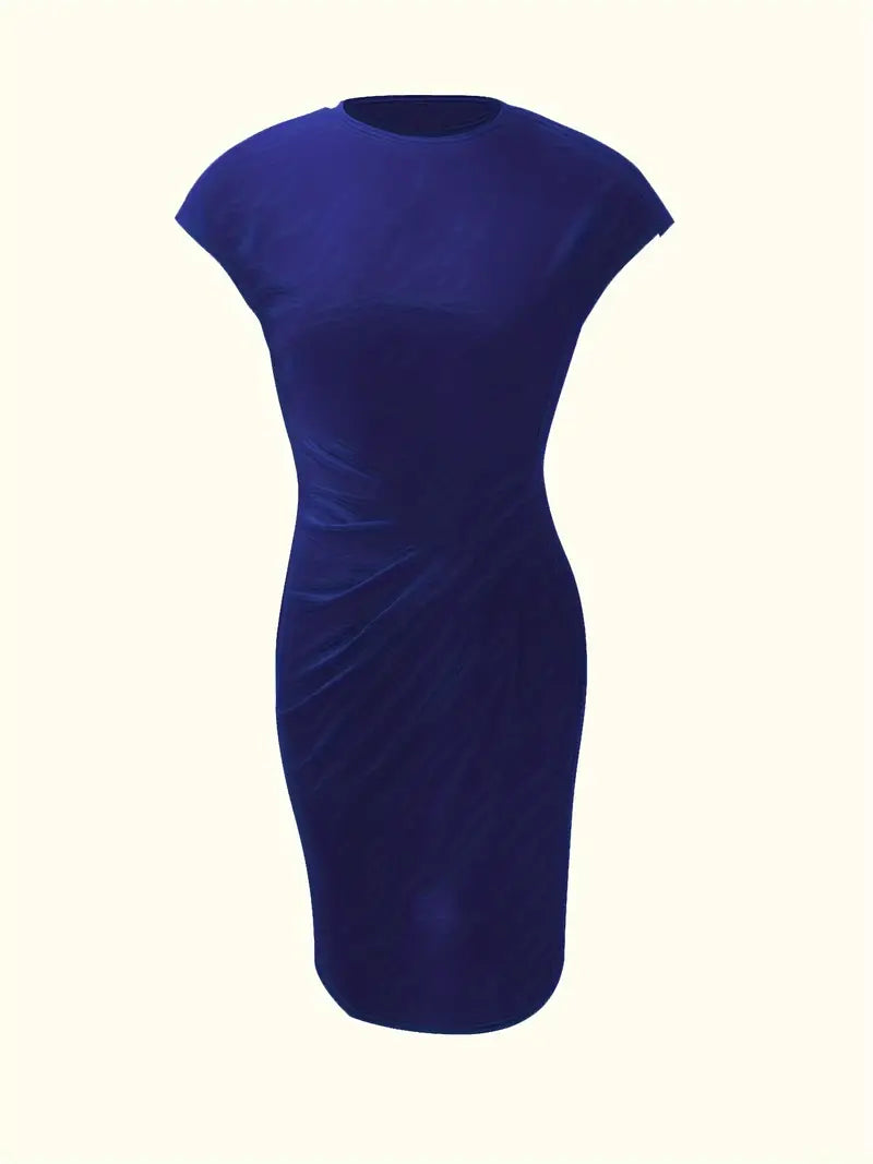 Damen Sommer Drapiert Elegant Bodycon Midikleid