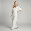Eleganter Jumpsuit mit kurzen Ärmeln und V-Ausschnitt