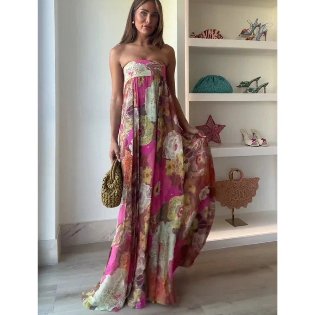 Ada | Damen Mehrfarbiges Blumen Maxikleid