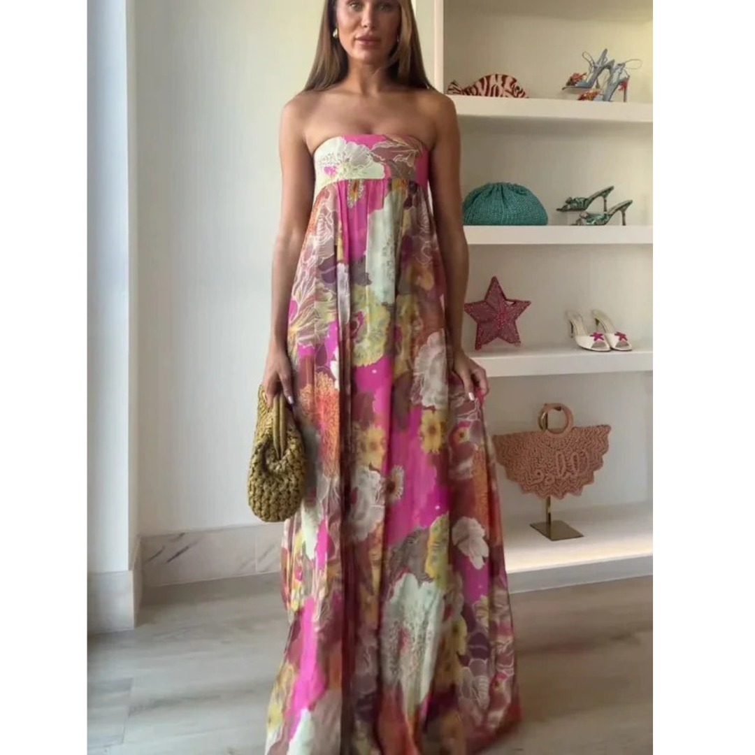 Ada | Damen Mehrfarbiges Blumen Maxikleid