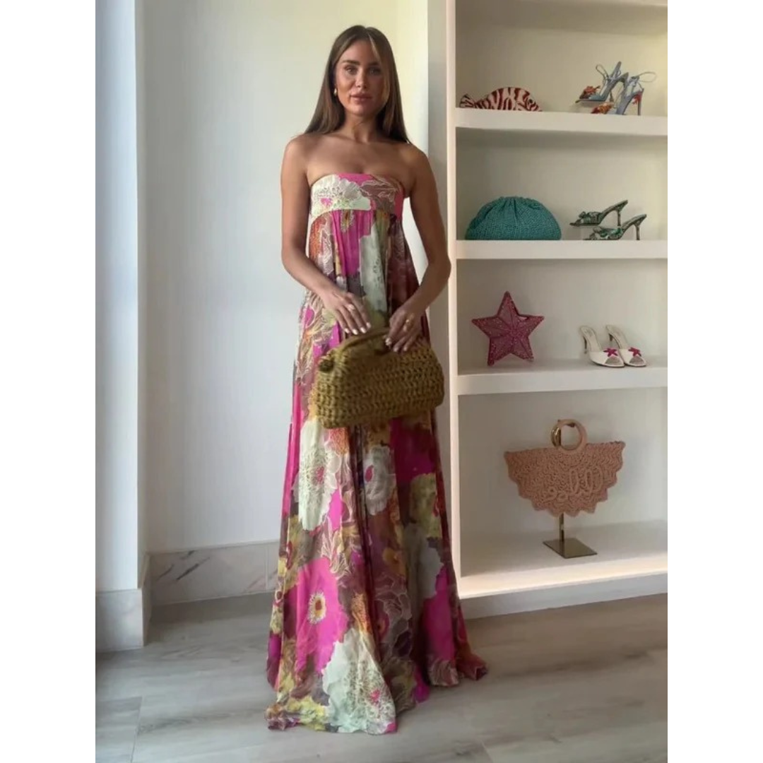 Ada | Damen Mehrfarbiges Blumen Maxikleid