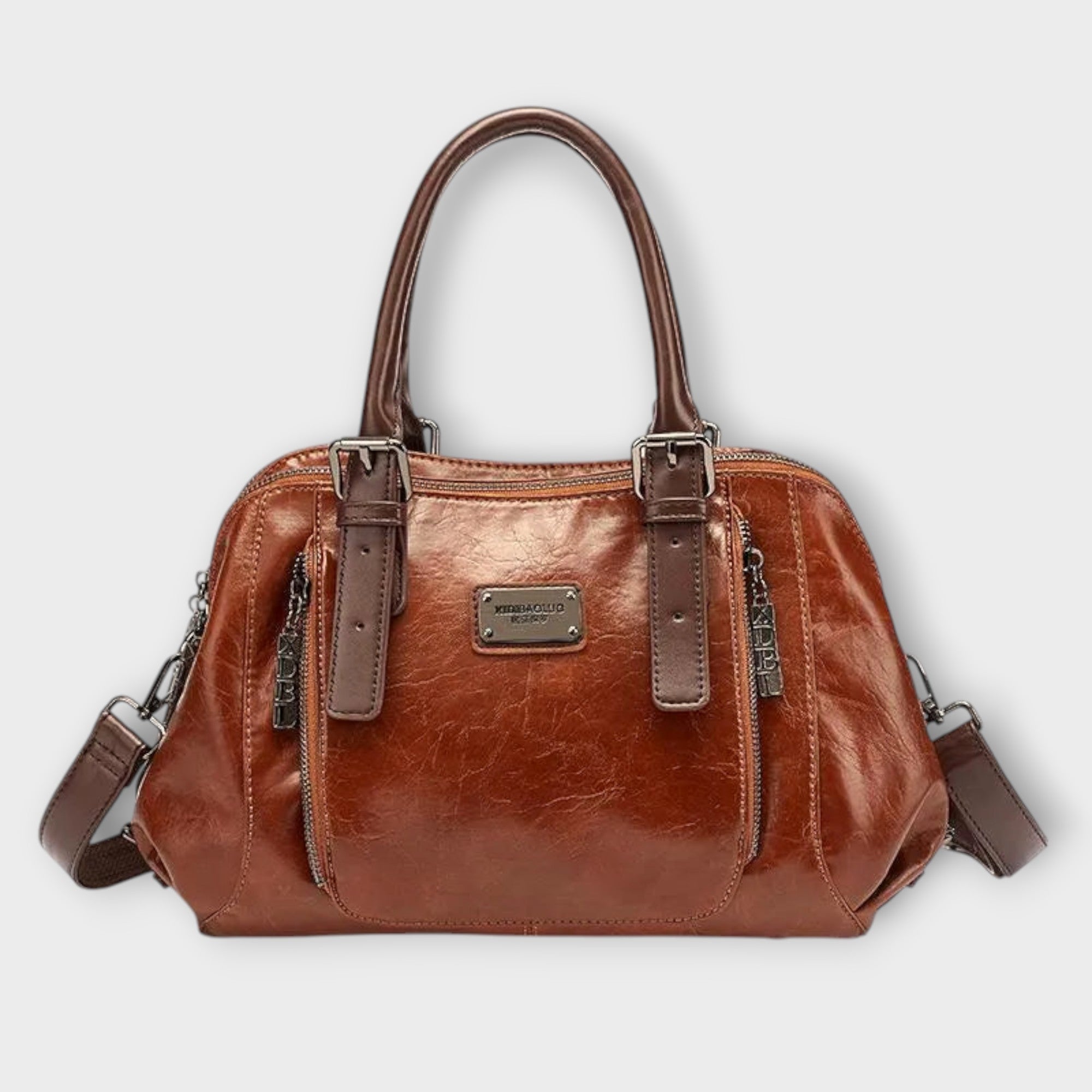 Damen Vintage Handtasche mit Schnallenverschluss und Innenfächern