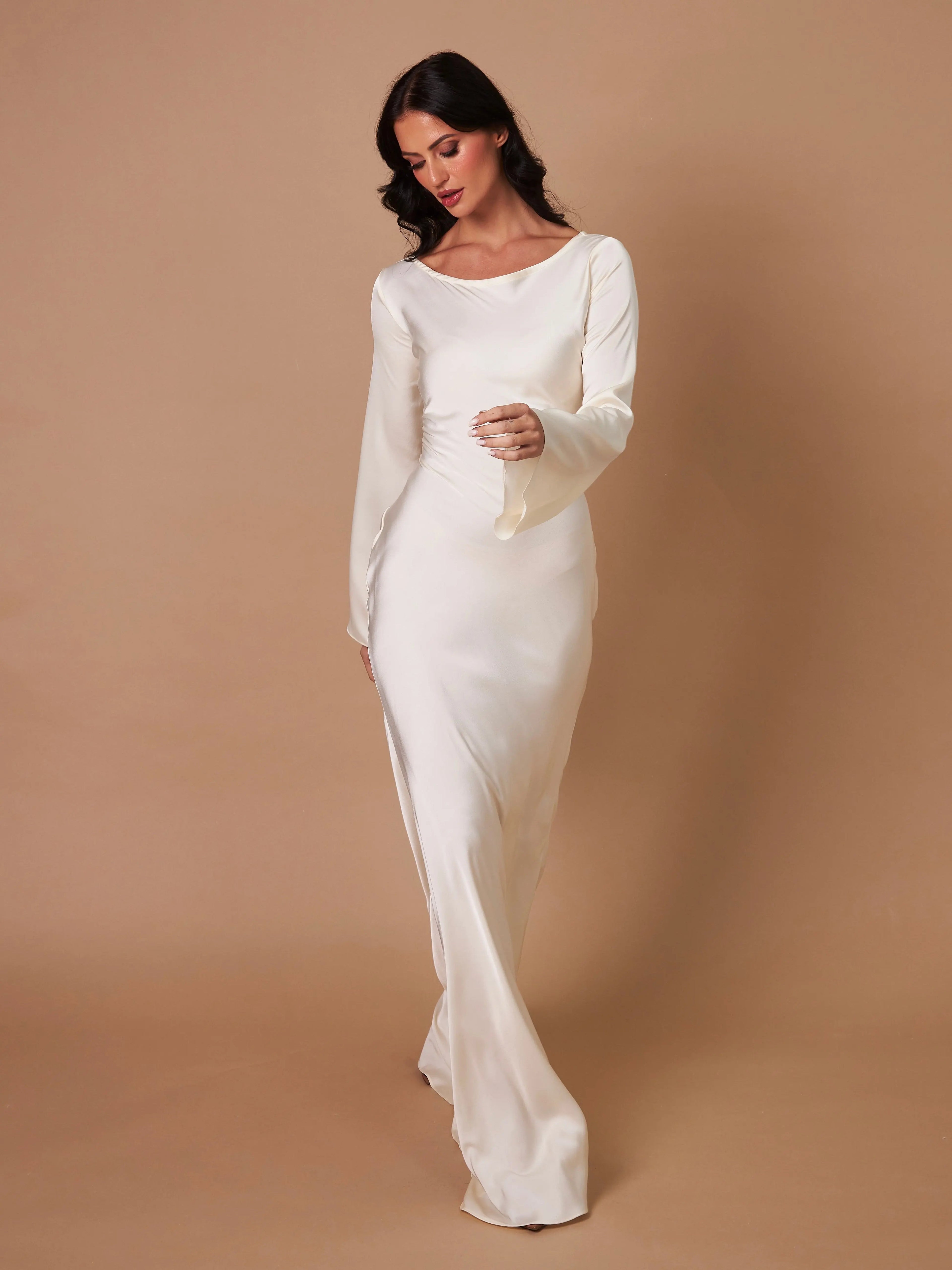 Adelgunde | Damen Langarm Maxikleid mit eleganter Silhouette