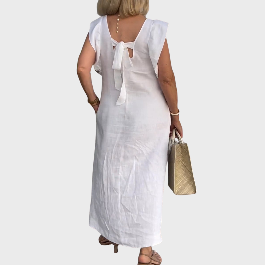 Adelina | Damen Ärmellos V-Ausschnitt Maxi Kleid