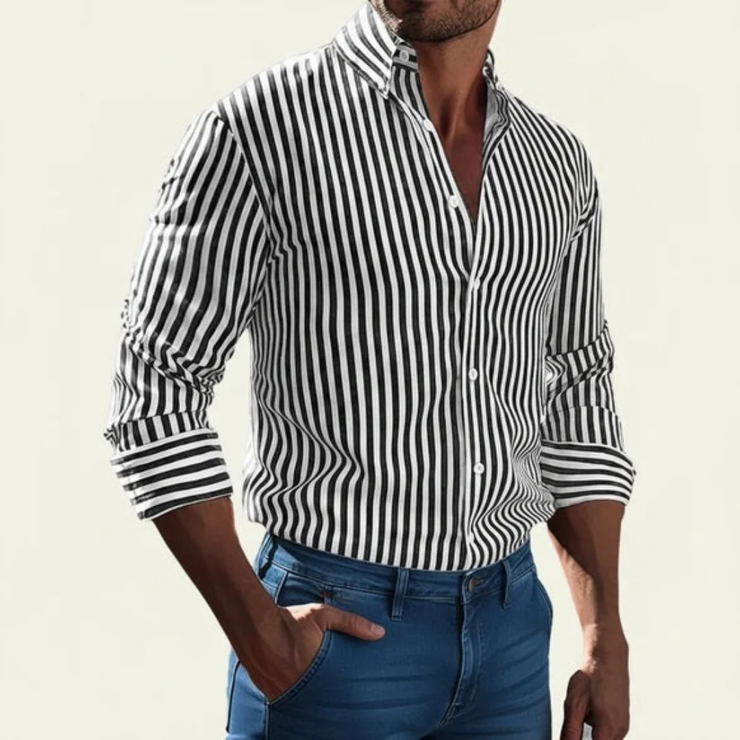 Anton | Herren Hemd Streifen Design Sommer – Gestreiftes Herrenhemd Casual 2026