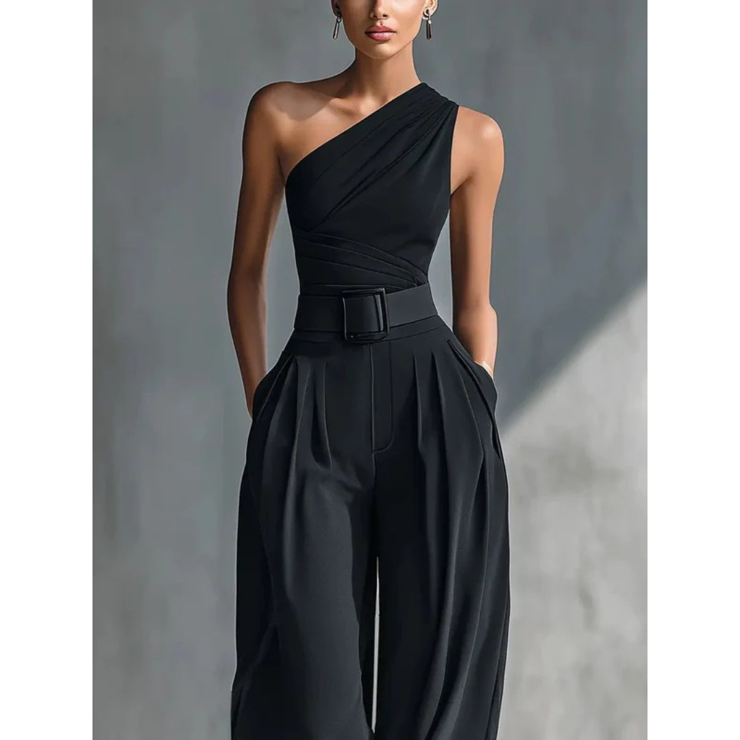 Aisha | Damen Schwarz Locker Sommer Zweiteiler Set