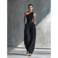 Aisha | Damen Schwarz Locker Sommer Zweiteiler Set