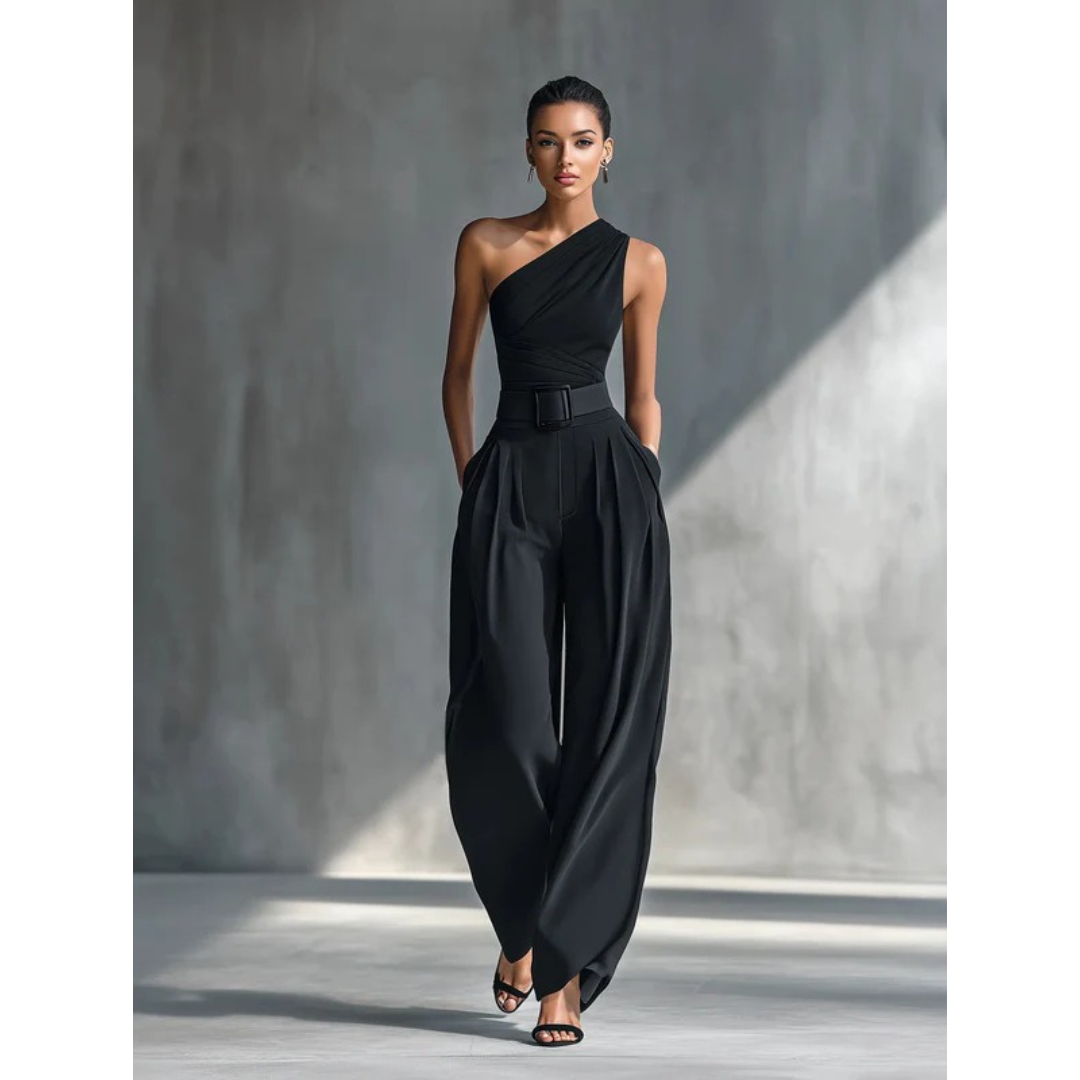 Aisha | Damen Schwarz Locker Sommer Zweiteiler Set