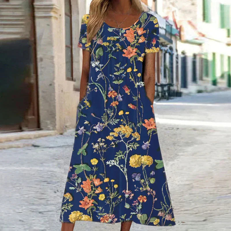 Annabella | Damen Blumen Midi Sommerkleid