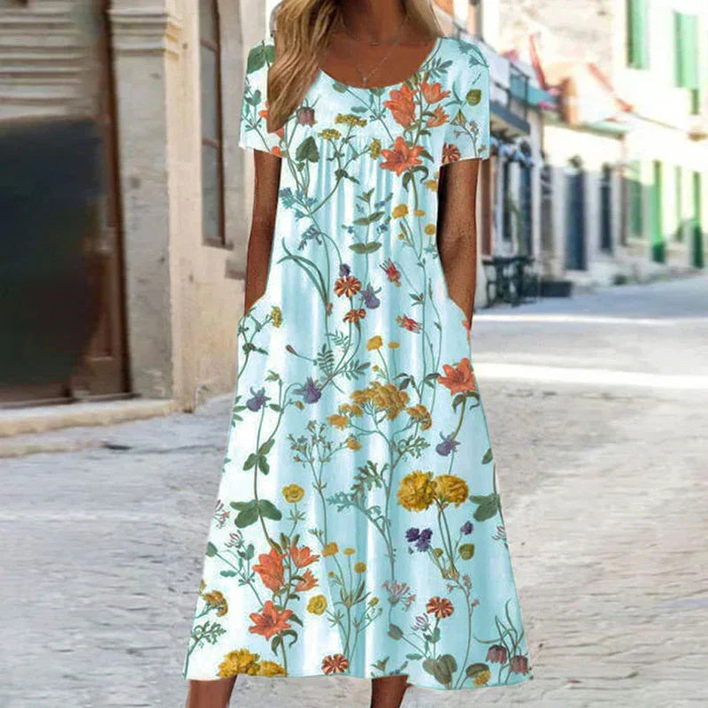 Annabella | Damen Blumen Midi Sommerkleid