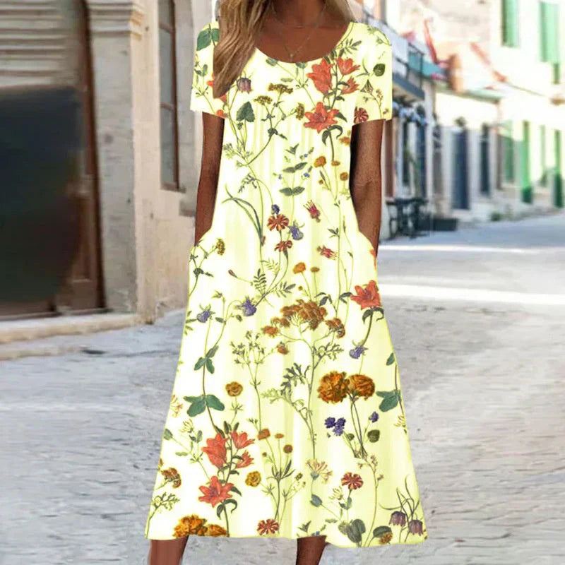 Annabella | Damen Blumen Midi Sommerkleid