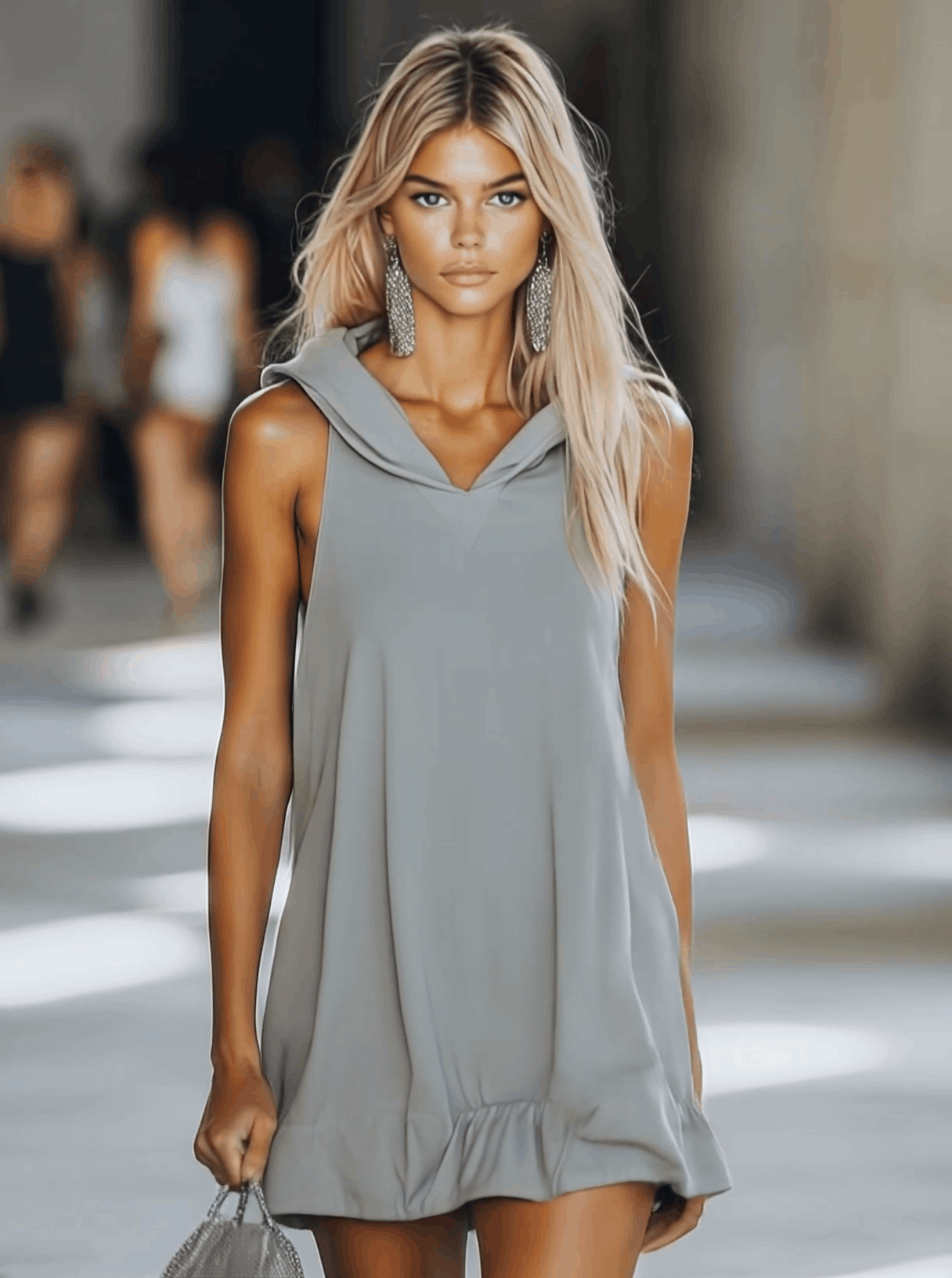 Annelore | Damen Ärmelloses Hoodie Mini Kleid