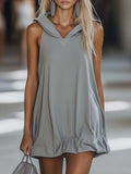 Annelore | Damen Ärmelloses Hoodie Mini Kleid