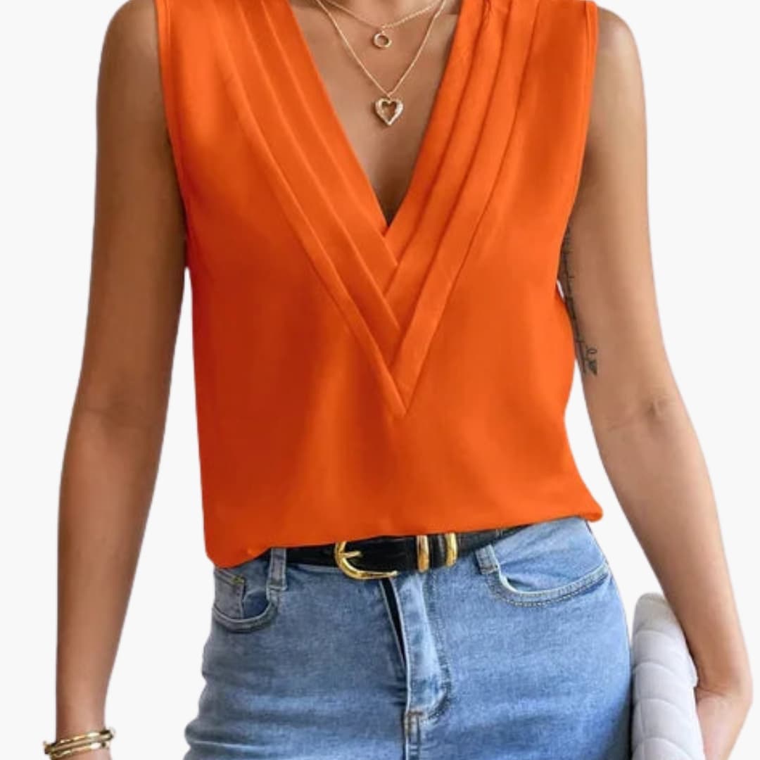 Annemarie | Damen Ärmellose V-Ausschnitt Bluse