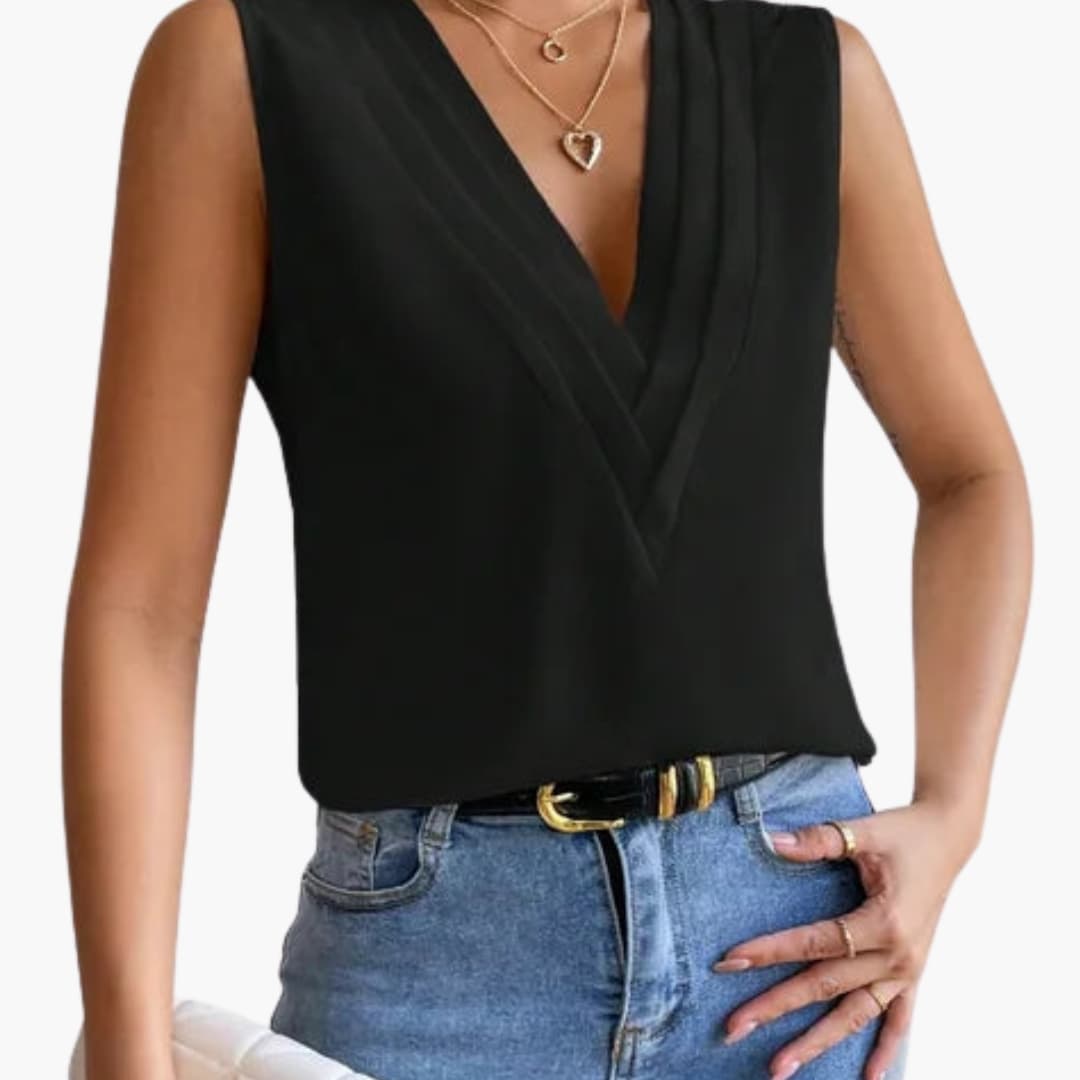 Annemarie | Damen Ärmellose V-Ausschnitt Bluse
