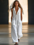 Annerose | Damen Ärmellos Weites Bein Jumpsuit