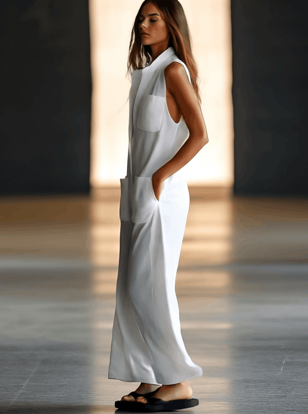Annerose | Damen Ärmellos Weites Bein Jumpsuit