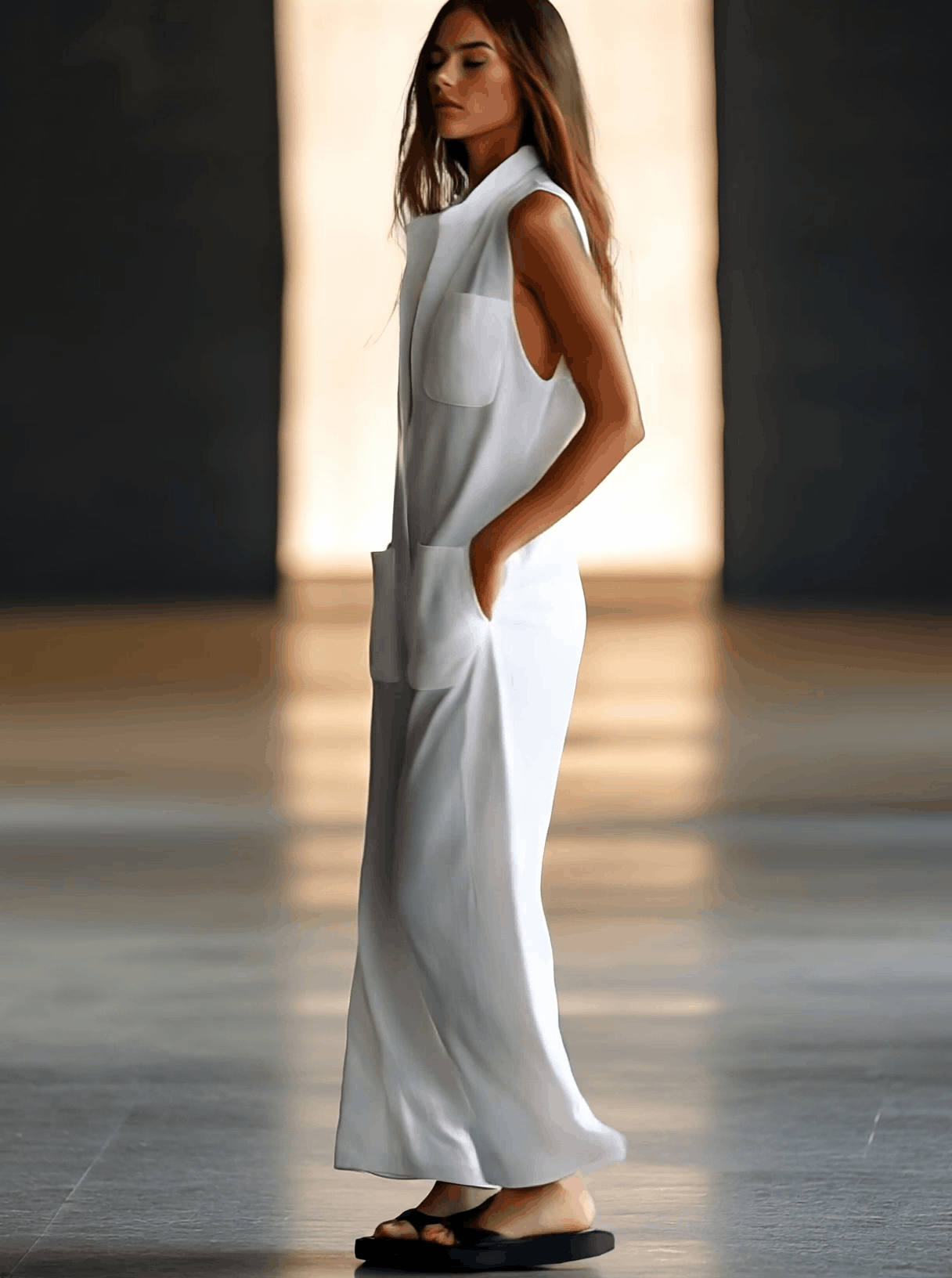 Annerose | Damen Ärmellos Weites Bein Jumpsuit