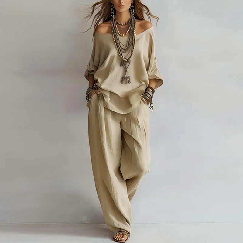 Annika | Damen Off Shoulder Zweiteiler Set