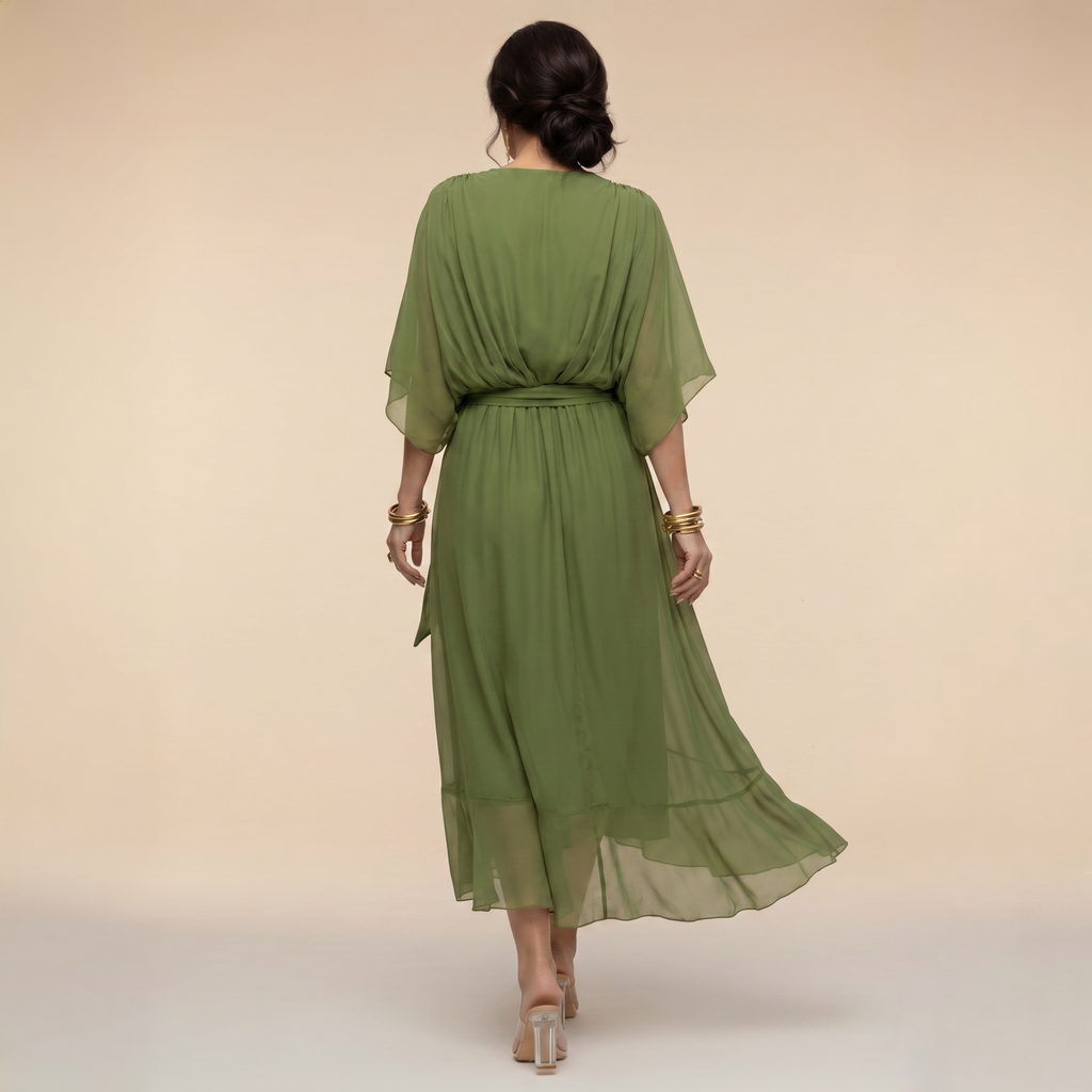 Annika | Damen V-Ausschnitt Wickelkleid Midi