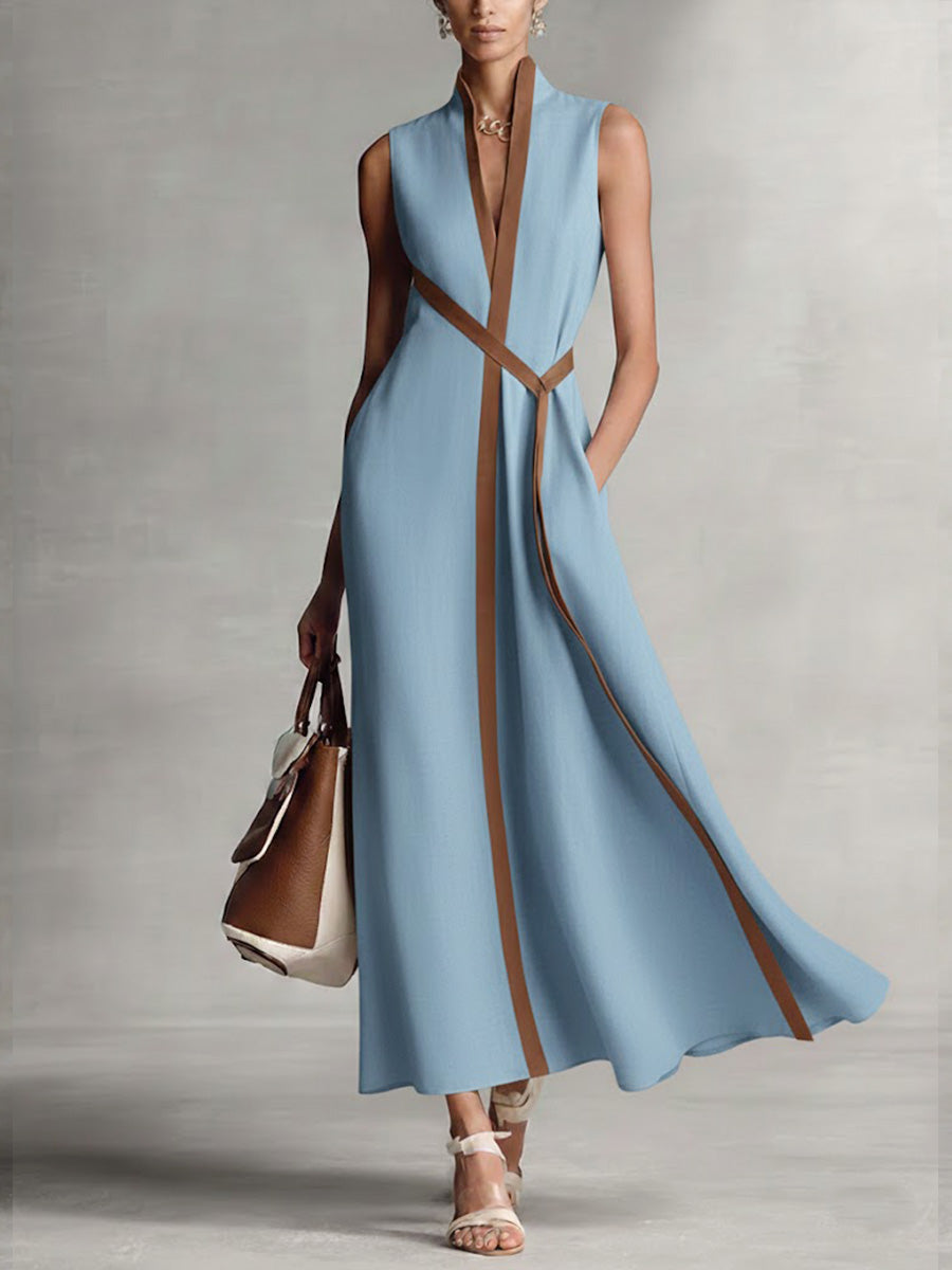Araminta | Damen Ärmelloses V-Ausschnitt Maxikleid