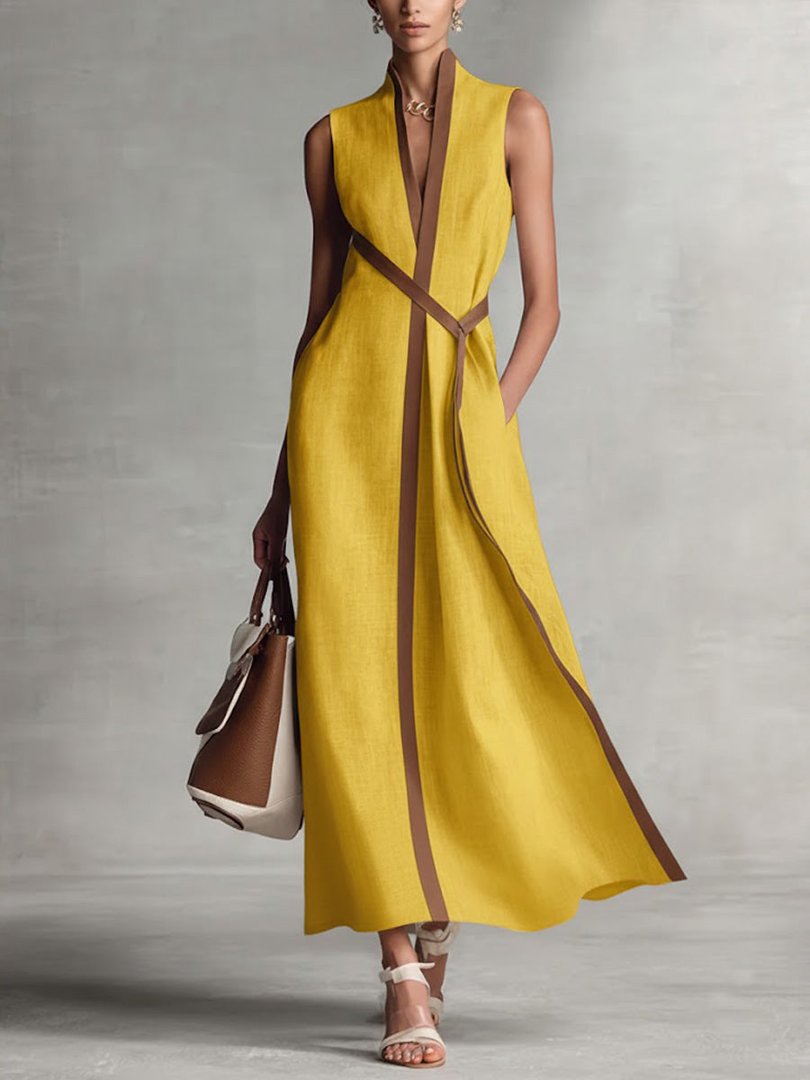 Araminta | Damen Ärmelloses V-Ausschnitt Maxikleid