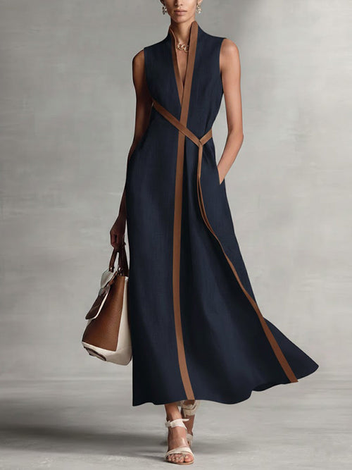 Araminta | Damen Ärmelloses V-Ausschnitt Maxikleid