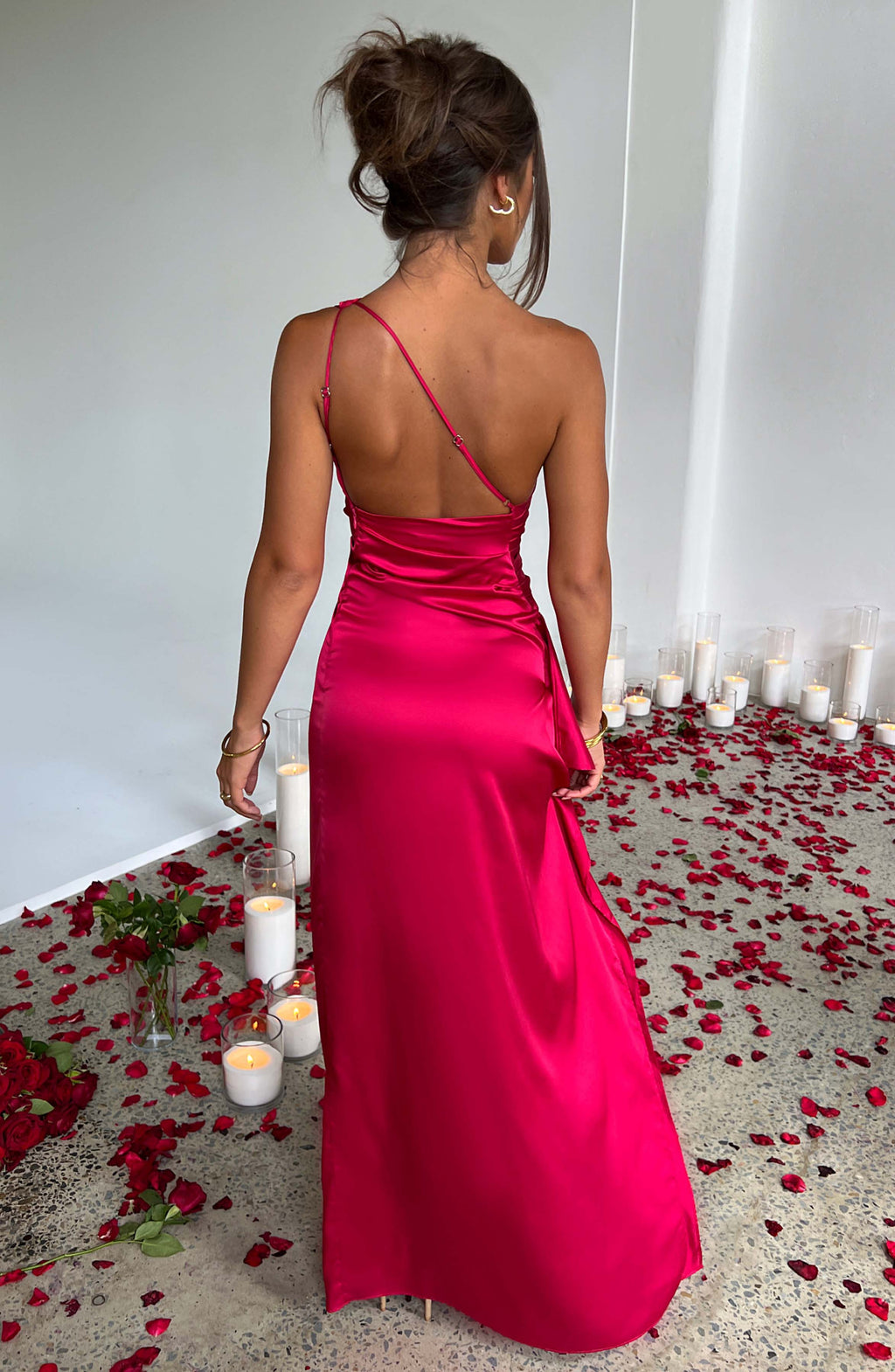 Damen Ein Schulter Drapiert Abendkleid