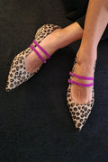 Aurela | Damen Leopardenmuster Riemchen Ballerinas