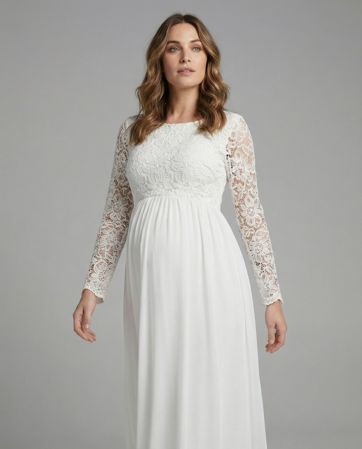 Nele | Ausschnitte, Spitze, Chiffon, Rundhalsausschnitt, lange Ärmel,