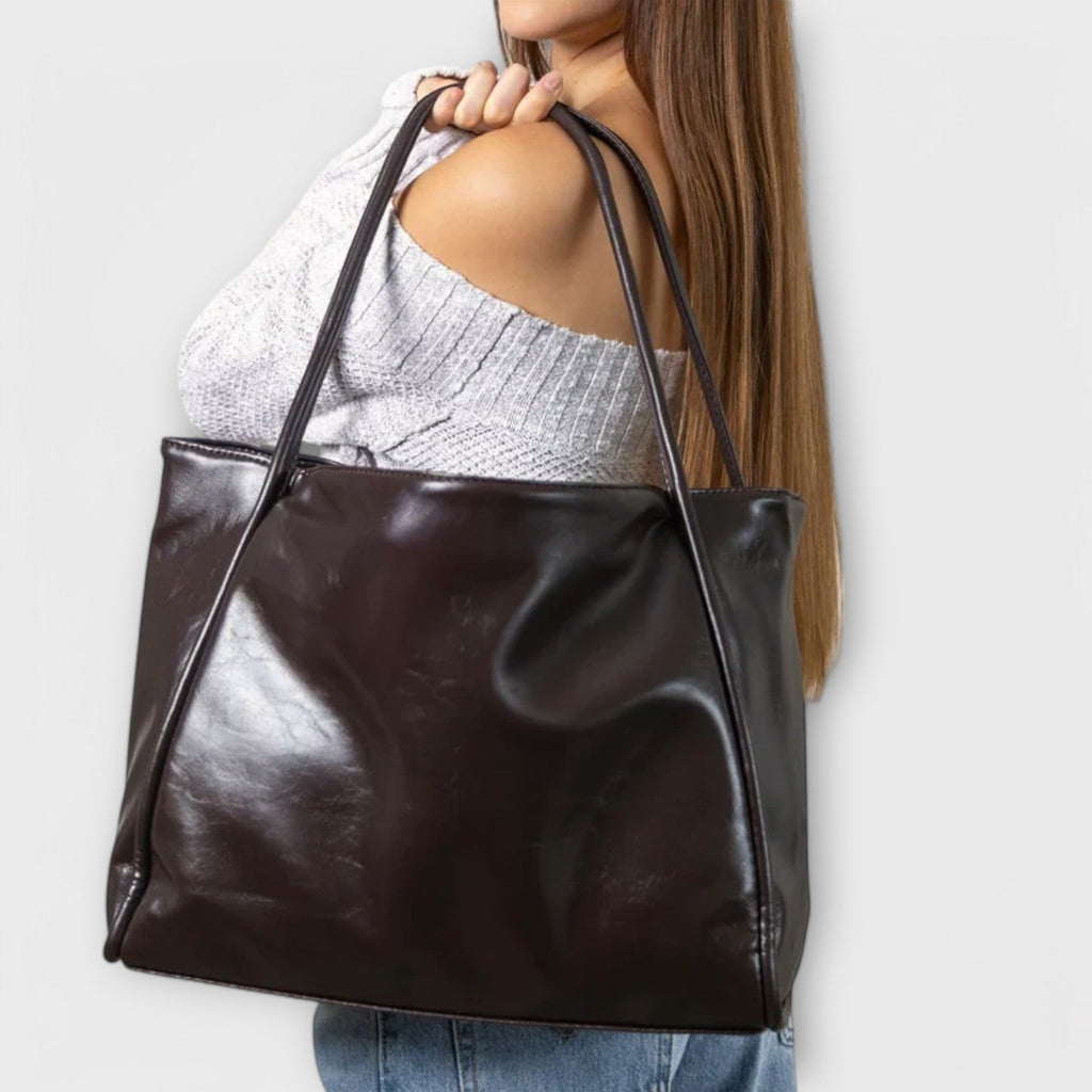 Damen Klassische Handtasche mit Reißverschluss und Tragegriffen