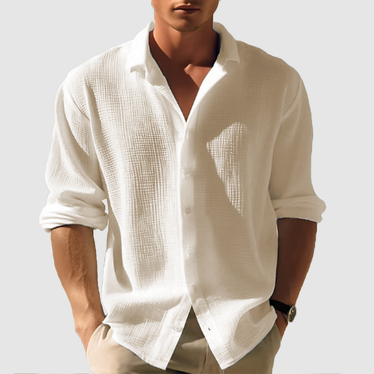 Herren Langarm Knopfleiste Sommer Hemd