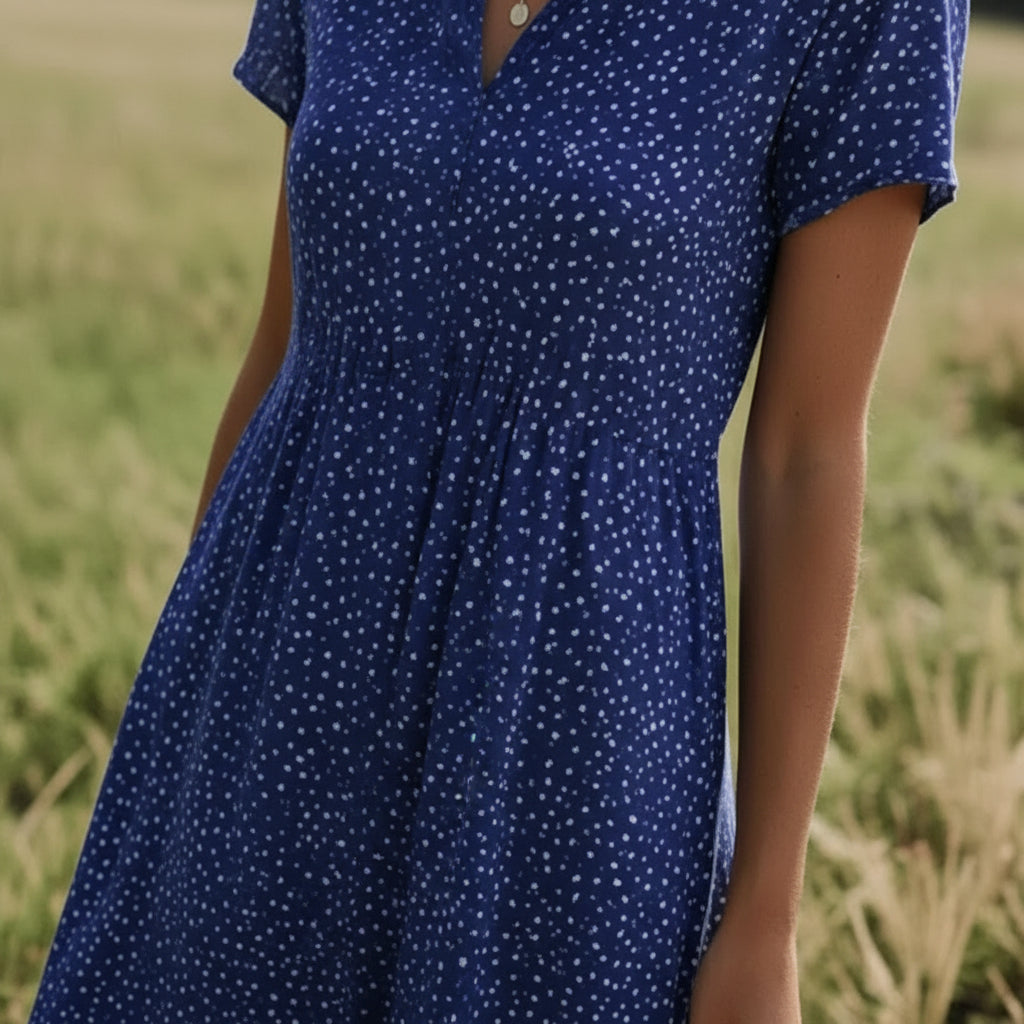 Hannah | Damen luftiges Sommer Midi Strandkleid mit fließendem Schnitt