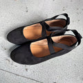 Damen Elegant Kreuzriemen Slip On Ballerina Schuhe