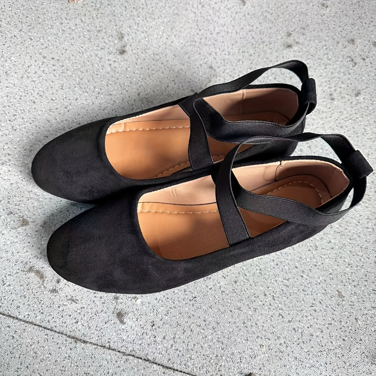 Damen Elegant Kreuzriemen Slip On Ballerina Schuhe