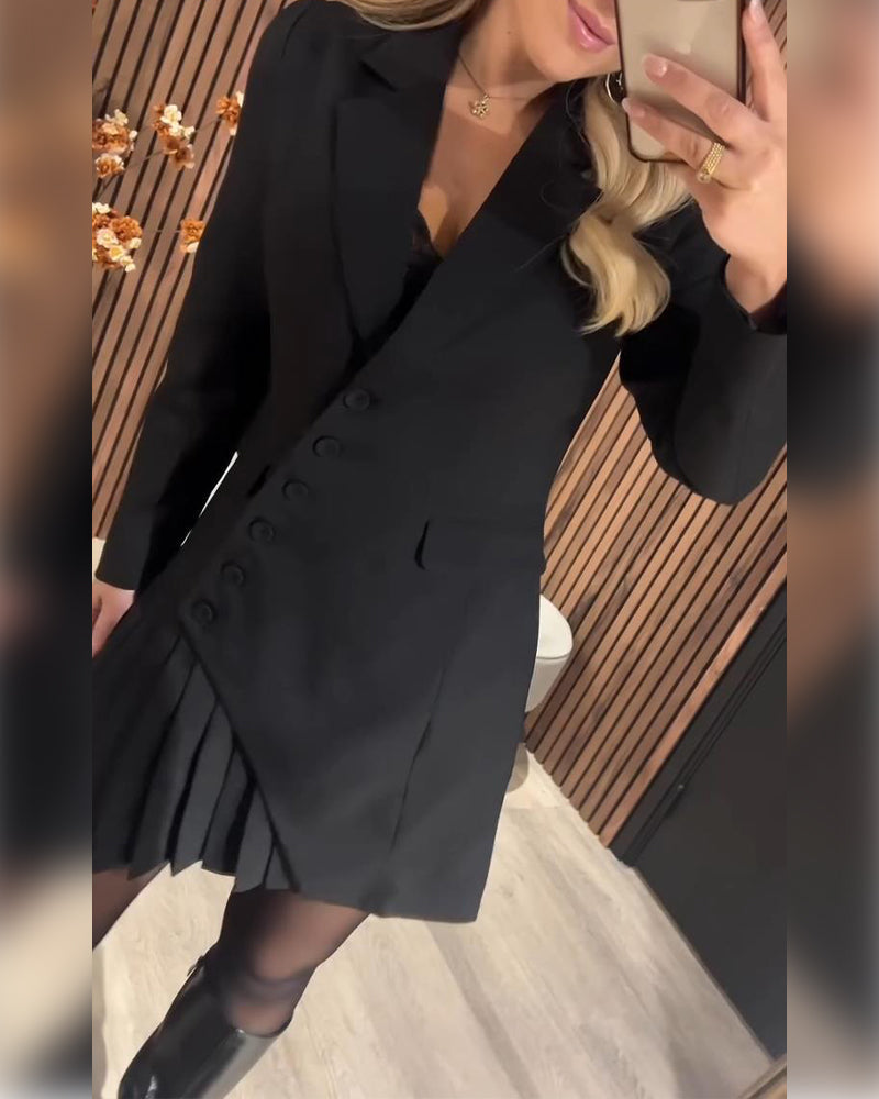 SOFIE™ / EINFARBIGES KLEID MIT REVERSKRAGEN UND TAILENSCHNITT