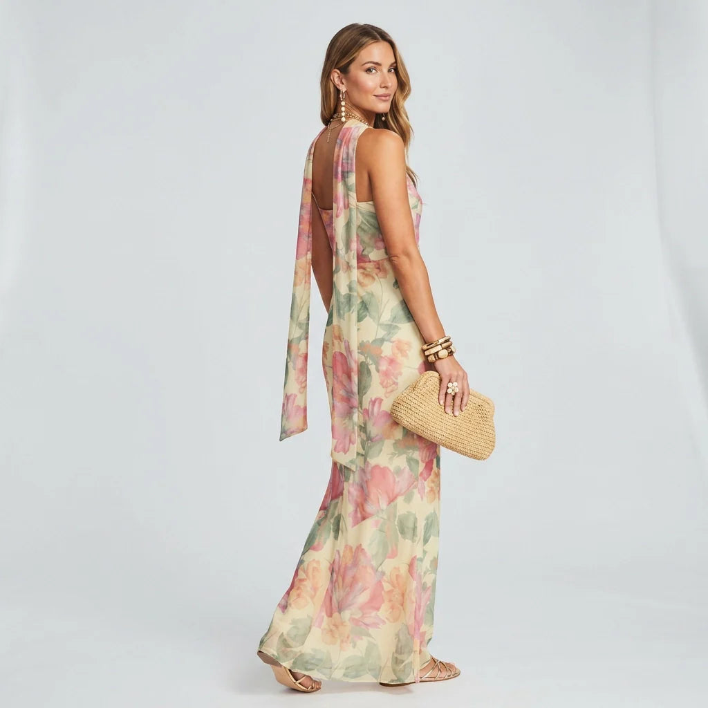 Enges Bandeau Maxi Sommerkleid mit Blumenprint