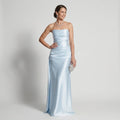 Bandeau Maxikleid aus Satin im festlichen Stil