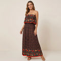 Bandeaukleid in langer Form mit Boho Muster